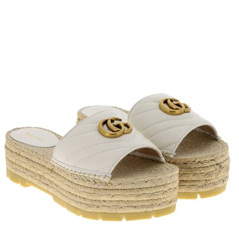 scarpe gucci donna zeppa|Sandali pelle con zeppa in Bianco .